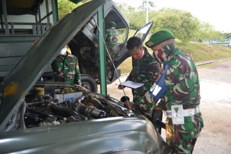 Demi Keselamatan Bersama, Yonif 725/Woroagi Gelar Pemeriksaan Kendaraan Dinas Dan kendaraan Pribadi.